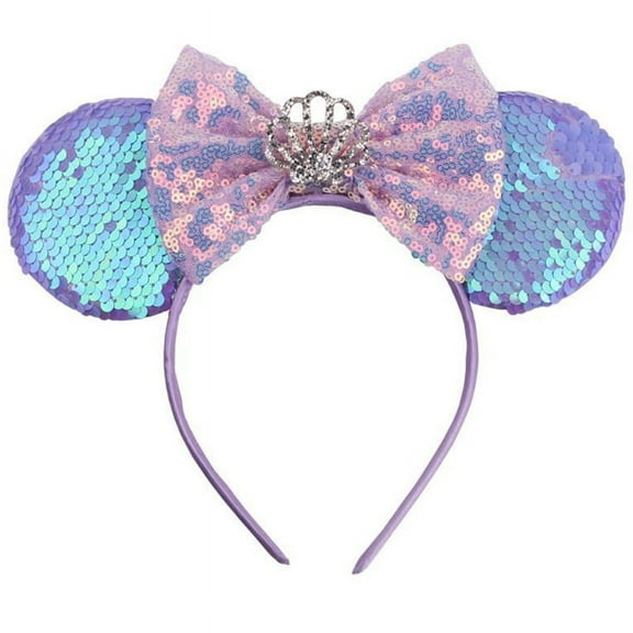 Mouse Ears Headbands Sequin Bow Hairband for Kids Girls Glitter Hair Accessories Halloween Party Creatures Theme Costume