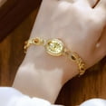 thumbnail image 5 of Gold Watches for Women with Small Vintage Bracelet Elegant Jade Oval Dial Dress Watch Fashion Quartz Wrist Watch Waterproof Watch, 5 of 6