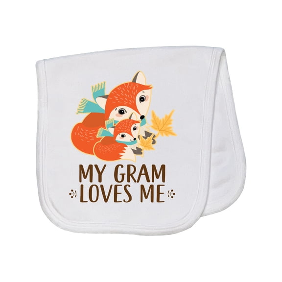 Inktastic My Gram Loves Me Fox Grandchild Baby Burp Cloth