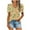 Orange, variant on WCMZJ Women's Puff Short Sleeve Shirts Casual V Neck Floral Summer Blouse Loose Fit Casual Tunic Top Khaki M