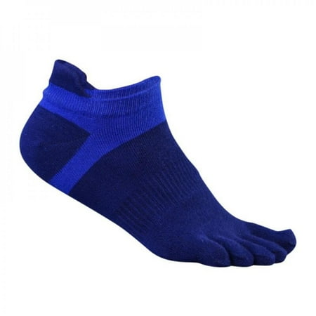 

Popvcly 1Pair Pure Cotton Autumn Winter Warm Thick Men Toe Sock Top Grade Brand Middle Tube Finger Socks Hemp Thick Coolmax Dark Blue