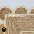 thumbnail image 4 of DN HANDICRAFT Bohemian Boho Rug Indoor Carpet Scalloped Natural Handmade White Reversible Jute Area Rug (5x5 Sq Feet), 4 of 5
