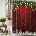 thumbnail image 3 of Christmas Colored Ball Shower Curtains for Bathroom, Snow Snowflake Pine Branch Red Waterproof Fabric Shower Curtain for Bathroom Bathtub Decoration, Machine Washable, 72"x84", 3 of 9