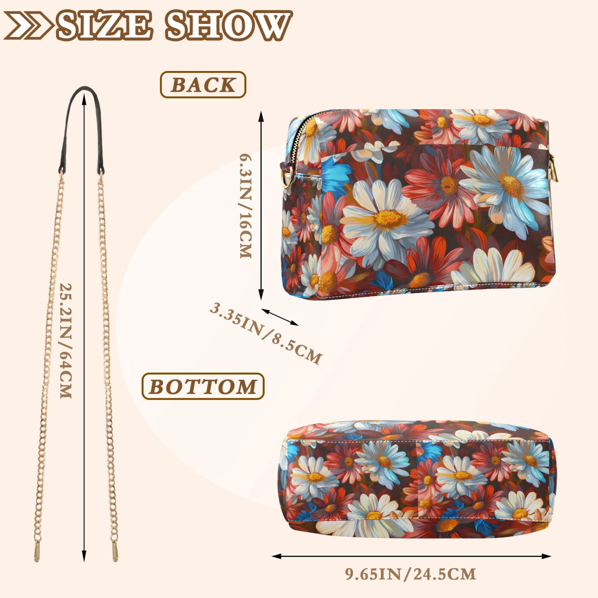 FORMRS Women Crossbody Purse with Chain Strap Vegan Leather Shoulder Handbag, Vibrant Floral