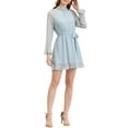 thumbnail image 5 of Allegra K Women's Heart Bell Sleeve Elastic Waist Ruffled Chiffon Mini Dress, 5 of 6