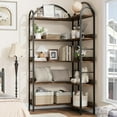 thumbnail image 3 of Memoryfield Industrial Corner Bookshelf, 5 Tier L Shaped Bookcase with Metal Frame, Large Shelf Display Rack for Living Room Bedroom, Brown, 3 of 6