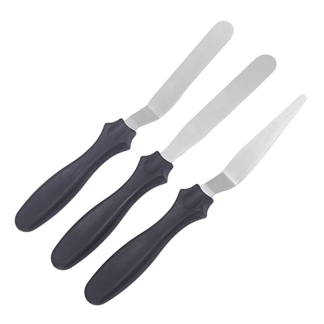 Toystoory 3 unids/set espátulas de pastel de acero inoxidable Sugarcraft comida repostería espátulas glaseado esparcidor herramientas panadería Cocina y Comedor Negro Toystoory HA062656-01B