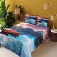 thumbnail image 2 of Ambesonne Mountain Fitted & Top Sheet Set with Shams, South Asia Romantic, Multicolor, 2 of 5