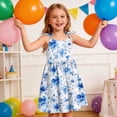 thumbnail image 4 of Zpanxa Girl Dress Girl's Tiered Pocket Sundress Floral Spaghetti Strap Sleeveless Casual Dresses Blue 2 Years, 4 of 9