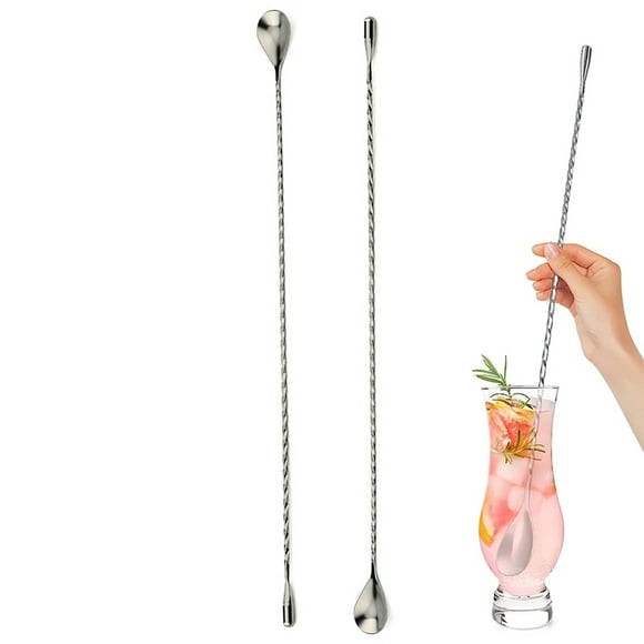2 Pieces Bar Spoon, Stainless Steel Cocktail Mixing Spoon With Muddler, Bartender Stirring spoon