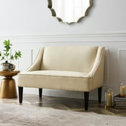 Inspired Home Rayna Beige Linen Bench - Upholstered | Swoop Arm