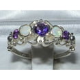 thumbnail image 2 of LBG 925 Sterling Silver Natural Amethyst and Opal Womens Band Ring - Size 5.75, 2 of 4