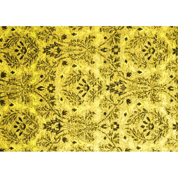 Ahgly Company Indoor Rectangle Abstract Yellow Contemporary Area Rugs, 7' x 9'