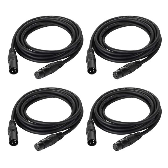 Eyeshot Câble DMX 10 Pi, 4 Paquets de Câble DMX 3 Broches, Câbles DMX, Câble de Signal de Lumière de Scène XLR Mâle vers Femelle DMX512 avec Connecteurs Métalliques, Conn