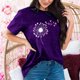 thumbnail image 2 of Ploknplq Plus Size Graphic Tees for Women,Shirts for Women,T Shirts for Women,Dandelion Graphic T Shirts Teen Cute Sunflower Print Tops,Graphic T-shirts,Beach Vacation Clothes for Women Purple XL, 2 of 4