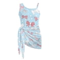 thumbnail image 7 of SEANATIVE Girls One-Piece Swimsuits with Mesh Cover-up Skirt One-Piece Bathing Suits Back Cutout Stylish Stretch Swimwear for Kids Teenagers, Size 9-10, Pink Bow Pattern Blue, 7 of 7