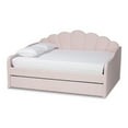 thumbnail image 2 of Baxton Studio Timila Light Pink Velvet Fabric Queen Size Daybed with Trundle, 2 of 13