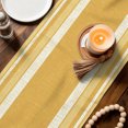 thumbnail image 3 of Table Runners 120 Inches Long Dress Scarves, Vintage Turmeric Yellow Striped Farmhouse Coffee/Dining/Kitchen Table Decor Table Runner for Living Room, Farmhouse Modern Stripes Boho 13x120 Inch, 3 of 9