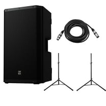Electro-Voice ZLX-G2 15" 1000W 2-Way Bluetooth Powered Loudspeaker, Black, Bundle with Stands and Cable