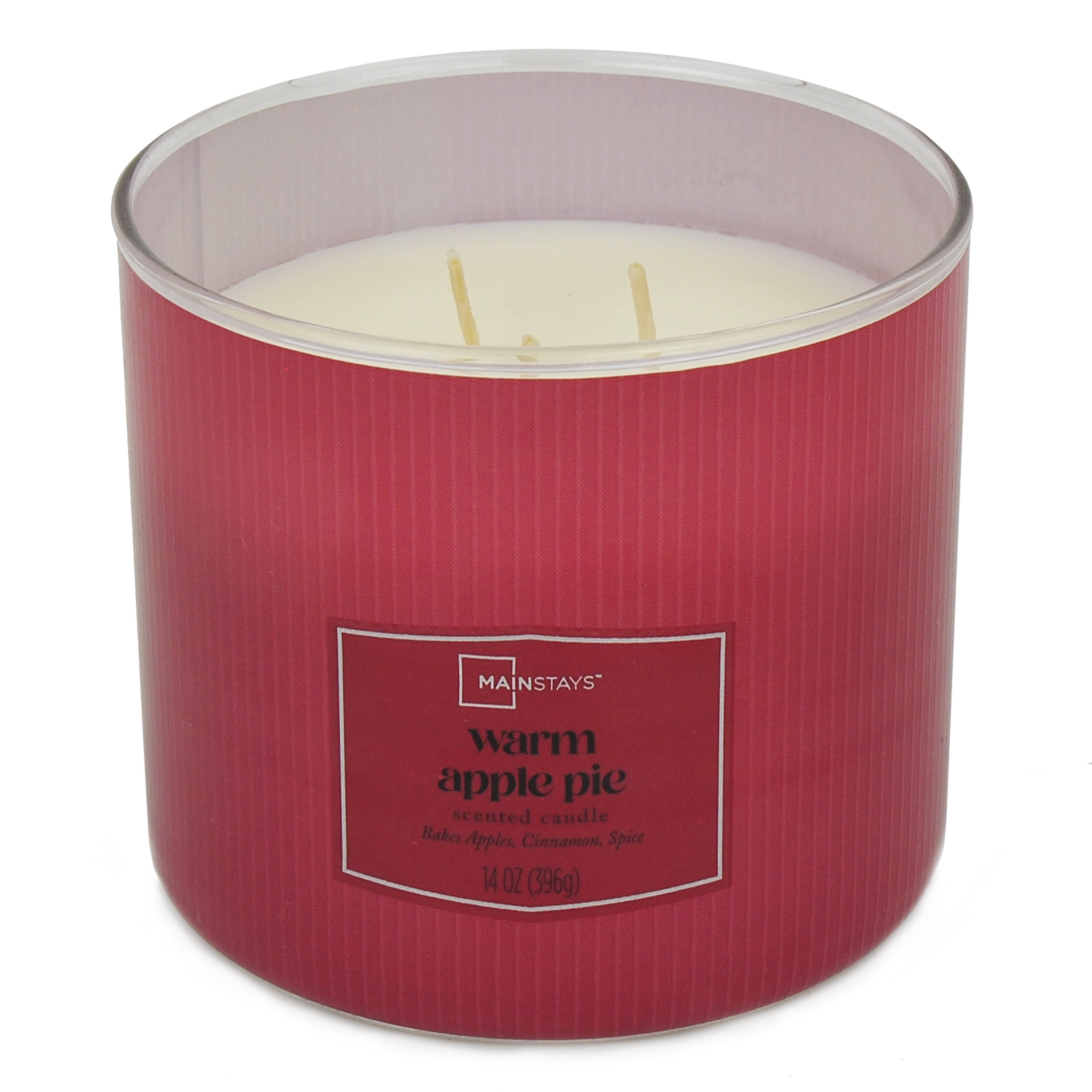 (4 pack) Mainstays Textured Wrapped Candle Warm Apple Pie, 14 Ounce