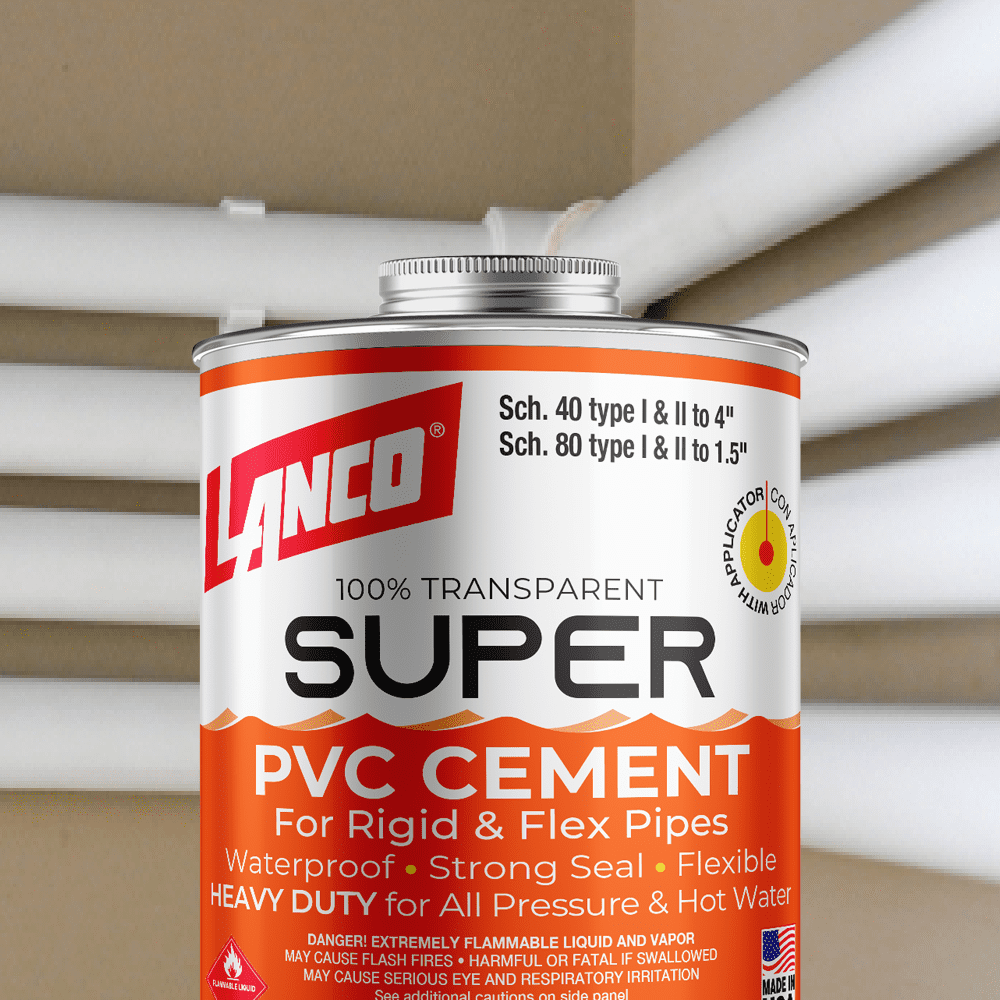 Lanco Pvc Pipe, Construction Adhesive Clear Finish, 8 ounce
