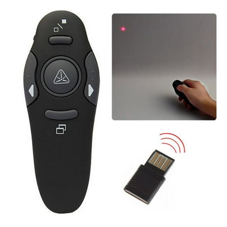 Wireless Presenter RF 2.4GHz USB PowerPoint Presentation Clicker PPT Remote Control Laser Pointer Slide Advancer Support