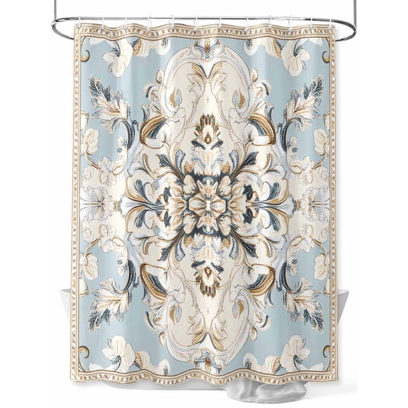 Fsddascl Bohemia Flowers Shower Curtain Set - 66" x 72" Washable Bathtub Curtain with 12 Hooks, Boho Ethnic Rustic Abstract Pattern Waterproof Fabric Stall Shower Curtains for Bathroom/Bathtub