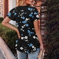 thumbnail image 4 of cocolona Womens Summer Casual Dressy Blouse V Neck Ruffle Short Sleeve Front Pleated Tops Fashion Floral Print T-Shirts, 4 of 6