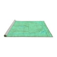 thumbnail image 2 of Ahgly Company Machine Washable Indoor Round Abstract Turquoise Blue Modern Area Rugs, 4' Round, 2 of 4