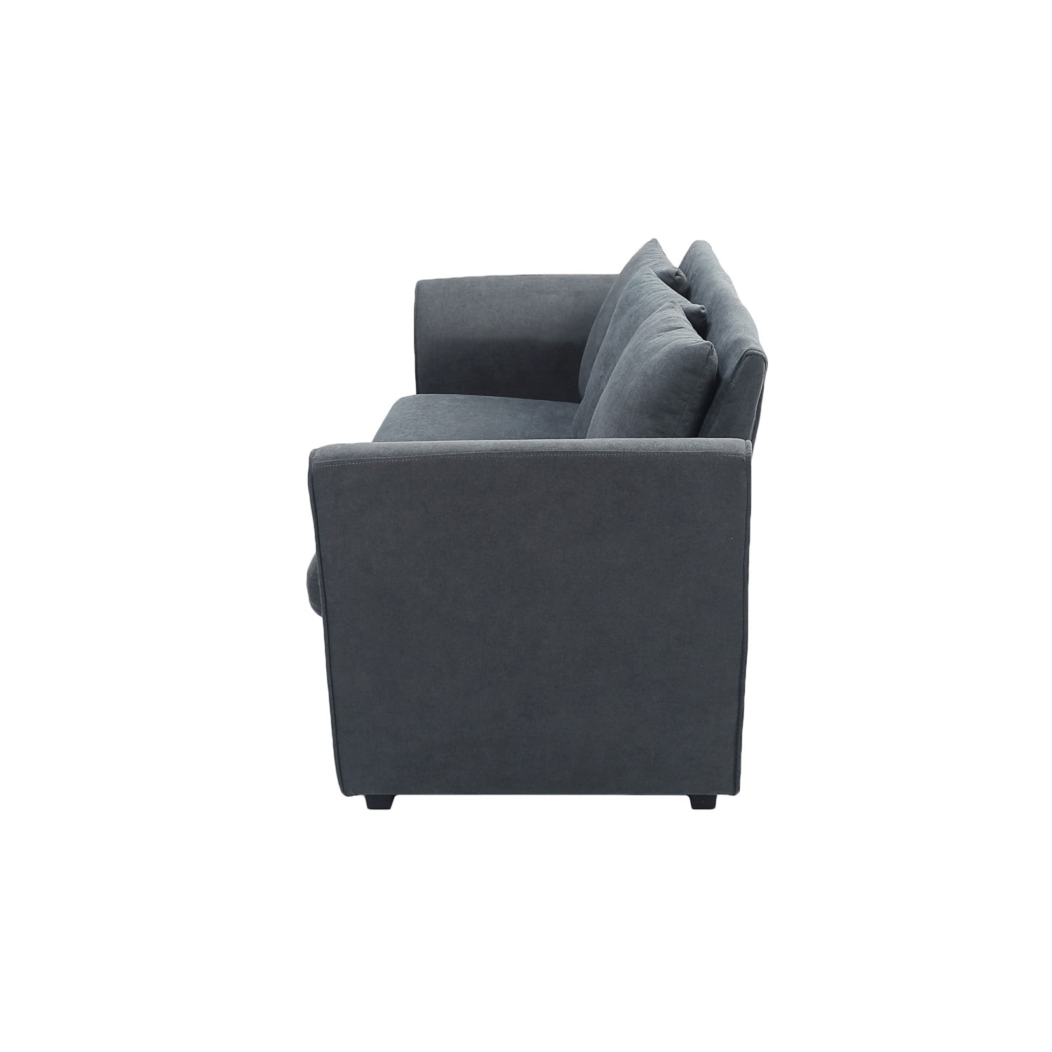 Kadyn Upholstered Fabric Sofa, Modern Upholstered Linen Fabric Sofa with pillow, Fabric Sofa Couch for Living Room, Dark Grey