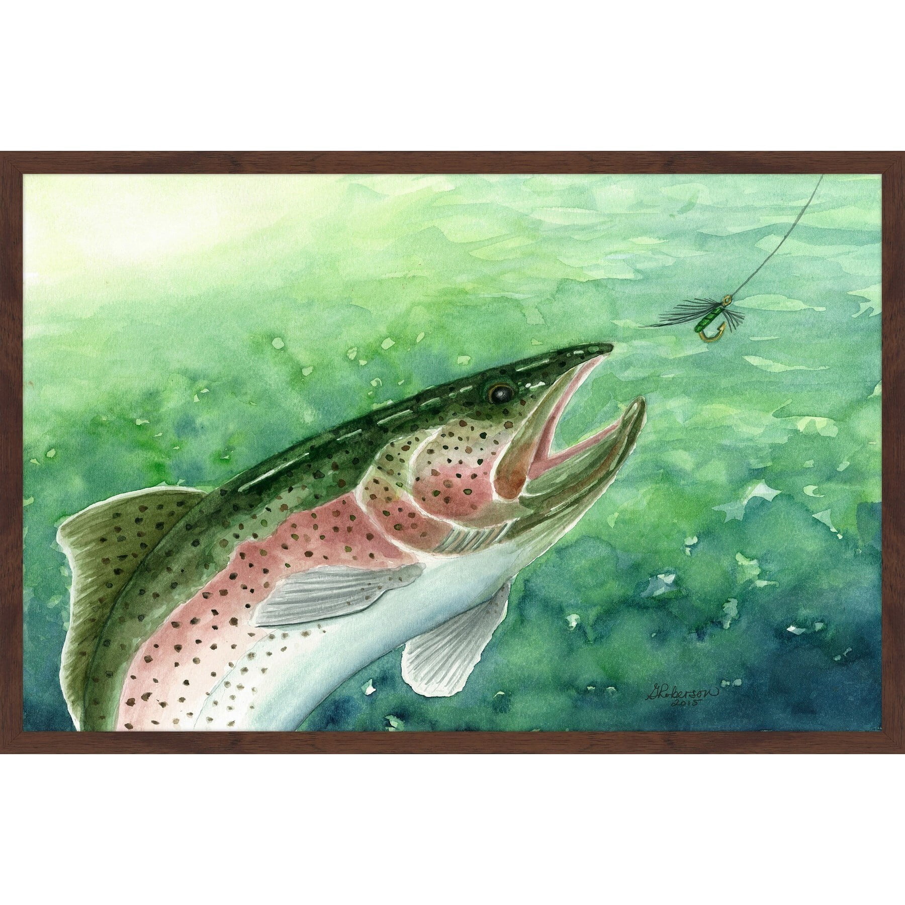 "Catching Trout" Framed Painting Print
