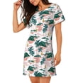 thumbnail image 2 of Yiaed Hawaii Palms Print Women's Loose-Fit Short Sleeve Nightgown, Soft and Comfortable Sleep Dress for Relaxation and Sleepwear, 2 of 6