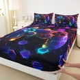 thumbnail image 3 of Homewish 3D Gamepad Gaming Bed Sheets for Kids, Mystic Stars Galaxy King Sheets, Neon Colorful Honeycomb Sheet Set, Breathable Home Decor, 4pcs, 3 of 7