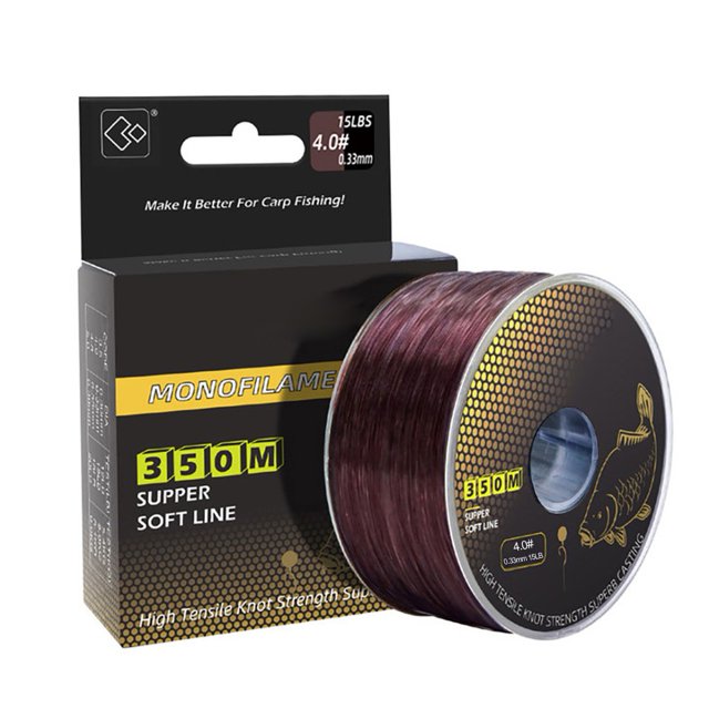 Ligne de Pêche Monofilament Nylon Carpe Super Fort 350M 12Lb-20Lb Marron Rouge - 350 m No. 4