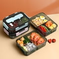 thumbnail image 2 of Portable Lunch Box with Fork and Spoon (50oz) - 2/3 Compartments, Food Grade, Dishwasher, Microwave, Freezer, Oven Safe, Airtight for Students, 2 of 8