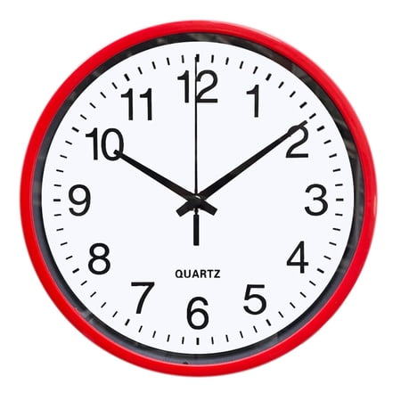 DESIGNICE 2026 New Wall Clock,Silent Sweep Movement Small Wall Clock,Eco-Friendly Wide Metal Frame Bathroom Clock,8,Red for Home,Office,Kitchen,Bedroom,Study,Entryway
