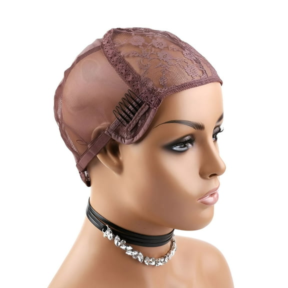 VANIDO Lace Wig Caps for Making Wig with Combs and Adjustable Straps Light Brown Medium Size