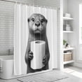thumbnail image 5 of Cute Otter Shower Curtain, Waterproof Shower Curtains for Bathroom, Funny Animal with Toilet Paper Washable Fabric Bathtub Curtain Set Bath Decor with 12 Hooks Extra Long 72"x96", 5 of 6
