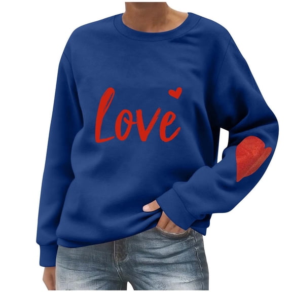 cocolona Womens Heart Print Sweatshirts Casual Long Sleeve Valentines Shirts for Women Fashion Cute Loose Pullover Tops