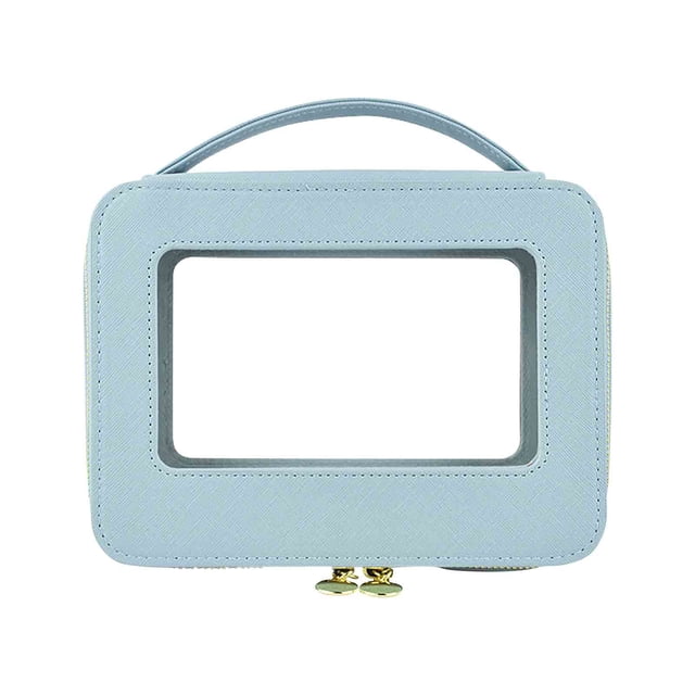 Dvkptbk creative creative New Fashion Counter High End Handheld Makeup Case with High Appearance Value Travel Portable Window Opening Transparent PVC Makeup Bag