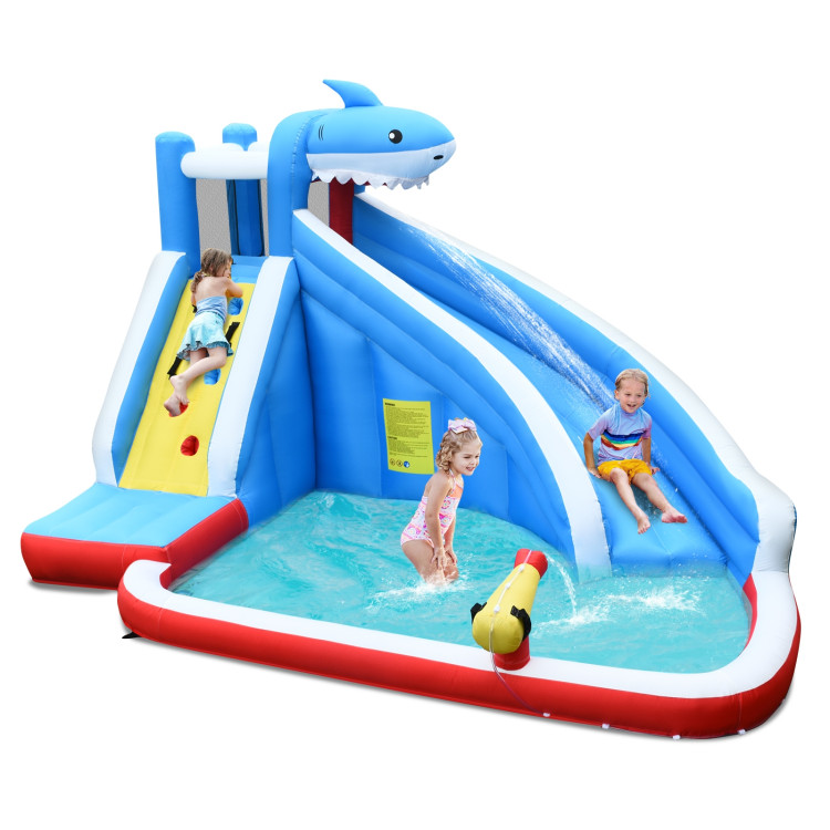 Forclover Inflatable Water Slide, Shark Themed Waterslide Park Fun w ...