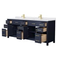 thumbnail image 3 of Wyndham Collection Beckett 84" Wood Double Bathroom Vanity in Blue/Gold, 3 of 6