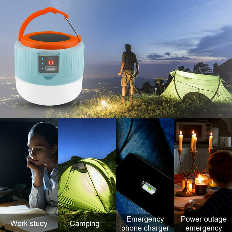 Solar Camping LED Lamp USB Rechargeable Tent Light Outdoor Hiking