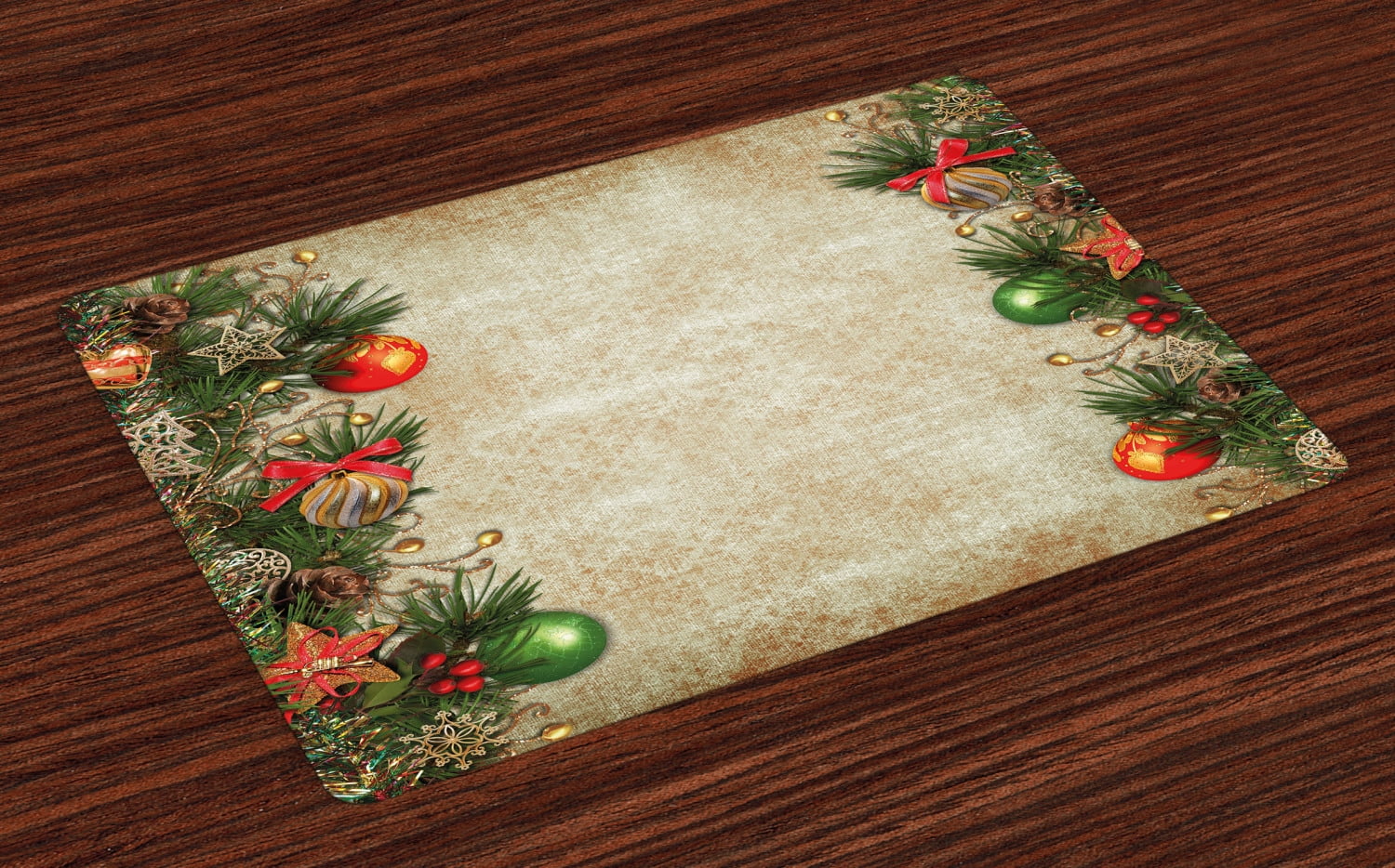 Christmas Placemats Set of 4 Christmas Celebration in The Old Days Theme Antique Vintage Design