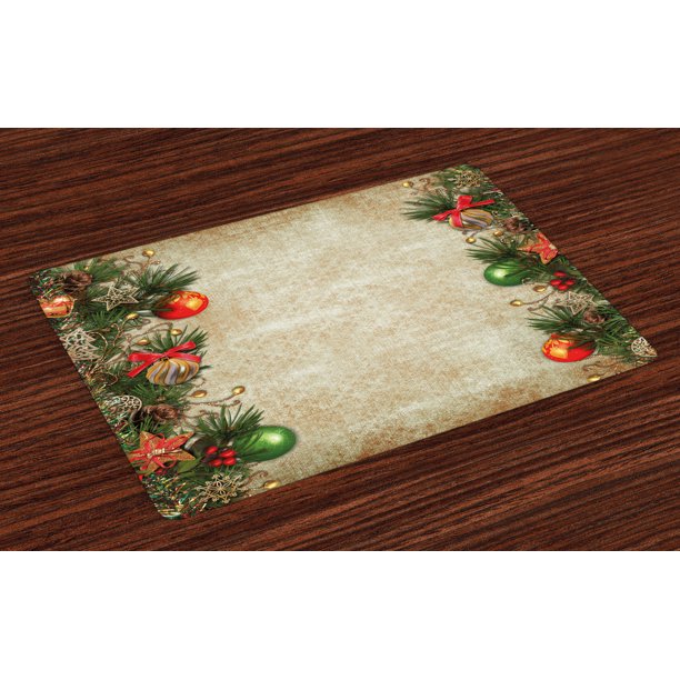 Christmas Placemats Set of 4 Christmas Celebration in The Old Days
