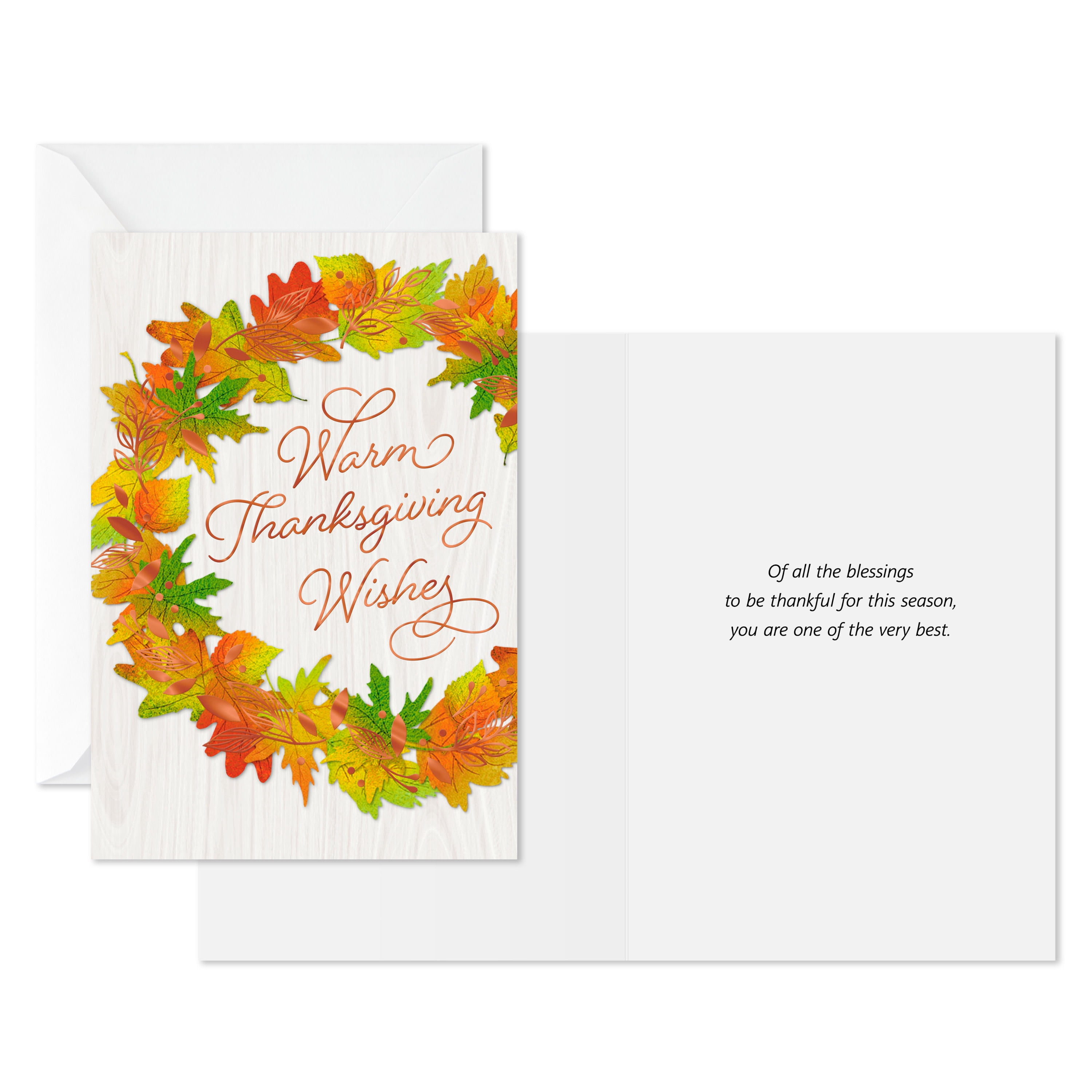 Hallmark Thanksgiving Cards (Autumn Wreath on Wood Plank), 6 Count