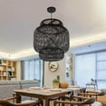 thumbnail image 3 of Suspension en Bambou Tressé Créative Simple Lampe Dôme Osier Style Rustique Rétro Design Moderne, 3 of 9