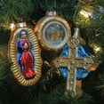 thumbnail image 2 of 3ct Gold and Blue Religious Figurine Glass Christmas Ornament 6.5", 2 of 2