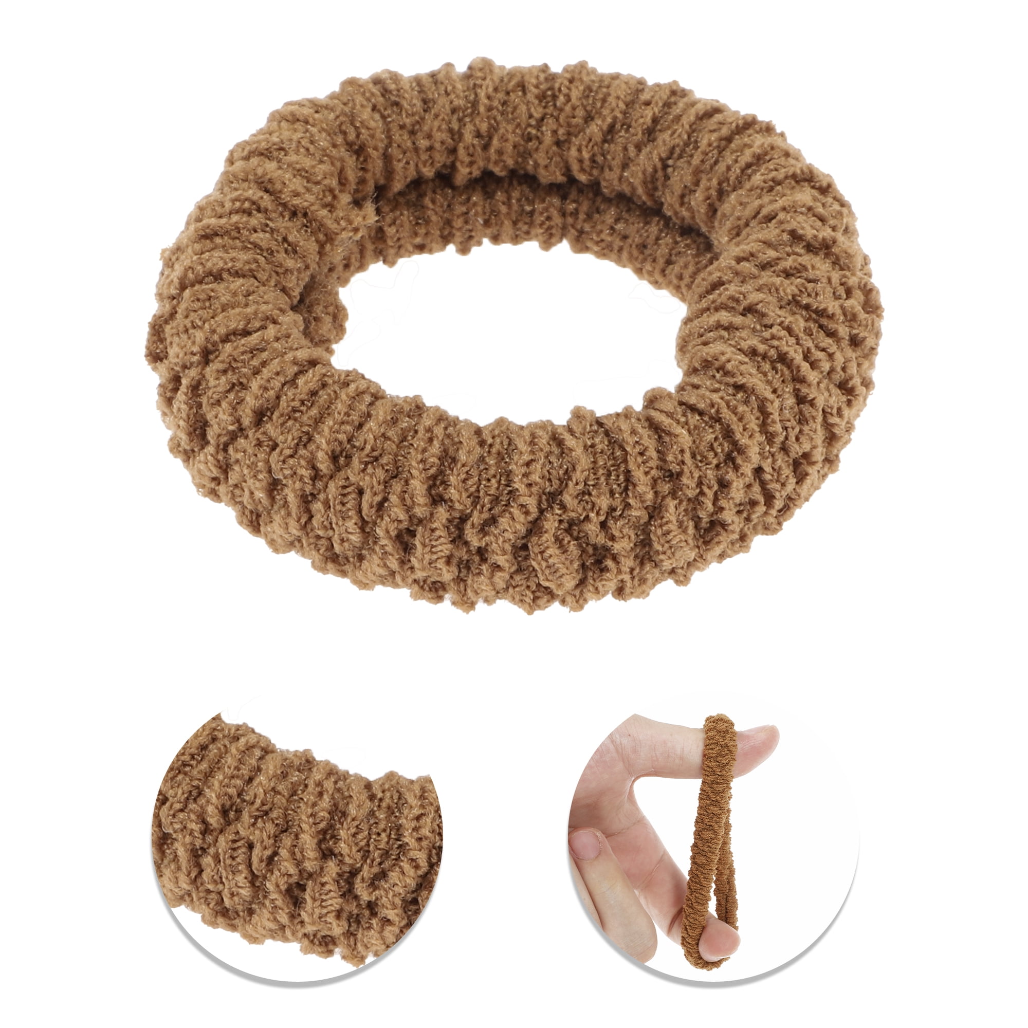 Unique Bargains Women's Thickened Wide Edge Hair Ropes 6 Pcs Brown