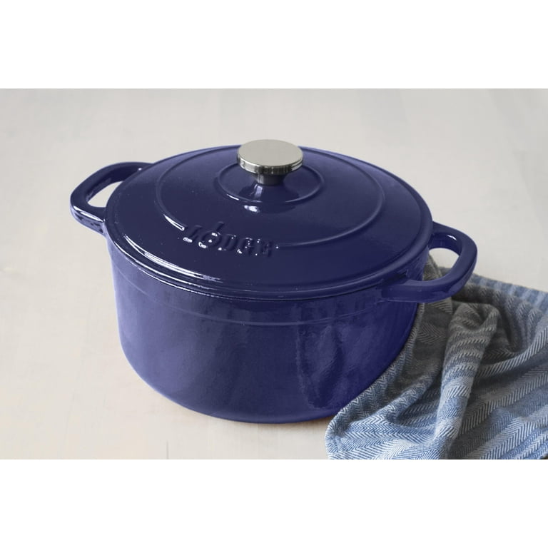 Lodge Enamelware 6 qt. Round Cast Iron Dutch Oven in Blue with Lid